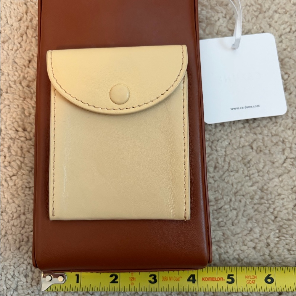 CAFUNÉ CAMBER NWT Sling Mini Bag Purse Brown Beige Gold Chain Strap - Picture 10 of 10